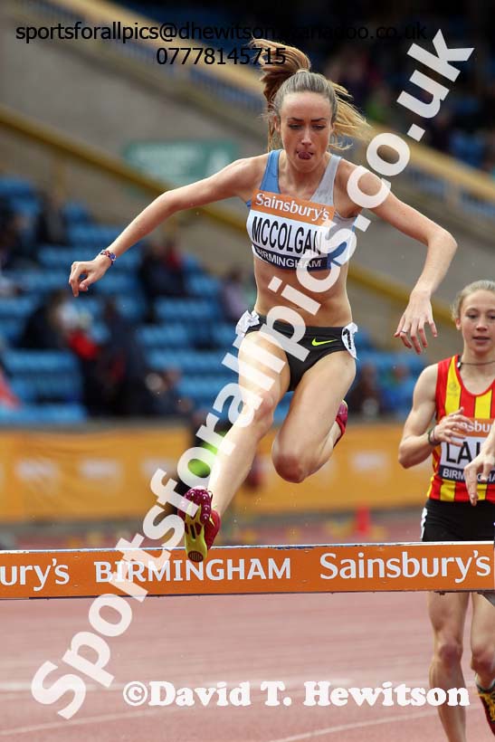 Eilish McColgan (Dundee Hawkhill) 3000 metres steeplechase, 2014 Sainsbury's British Championships. Photo: David T. Hewitson/Sports for All Pics